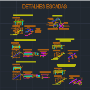 Planilha escadas – Base reta, Plissante, Espinha de peixe e Flutuante – Incluso detalhes DWG